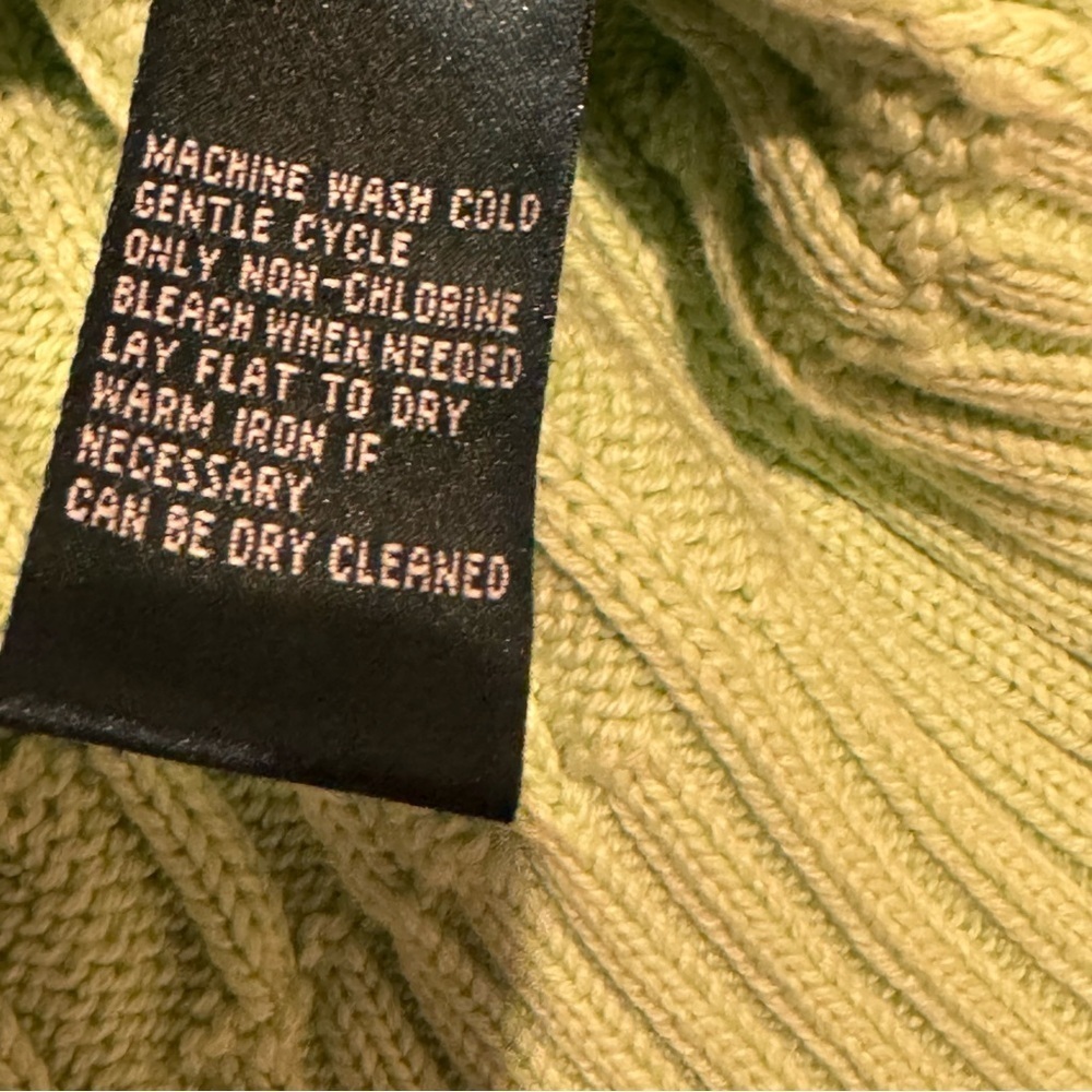 VINTAGE Lauren Ralph Lauren Sweater Womens Sz 2X Cable Knit Cotton Green - Picture 5 of 9